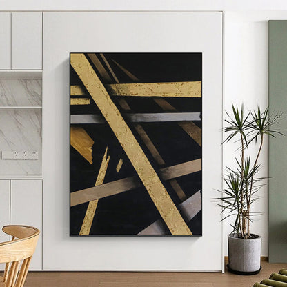 Luxurious Hand - Painted Textured Canvas Mural for Bar & Hotel Lobby DKH1094
