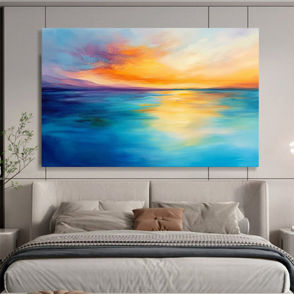 “Soft Sunset Horizons” - Pastel Pinks, Oranges, Yellows, Blues, Dreamy Ocean Sunset - Impasto Oil Painting HB1754