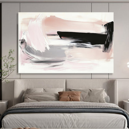 “Pink Gray Abstract Brushstrokes” - Pink, Gray, Black, White, Brushstrokes - Painting On Canvas HB1435