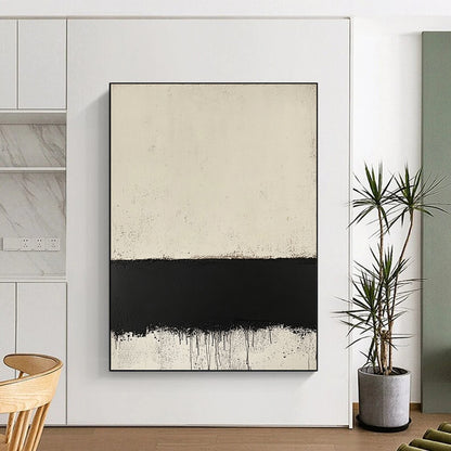 Contemporary hand-painted abstract art featuring a textured cream surface layered over a black border inspired by Mark Rothko's style. DLZ1355