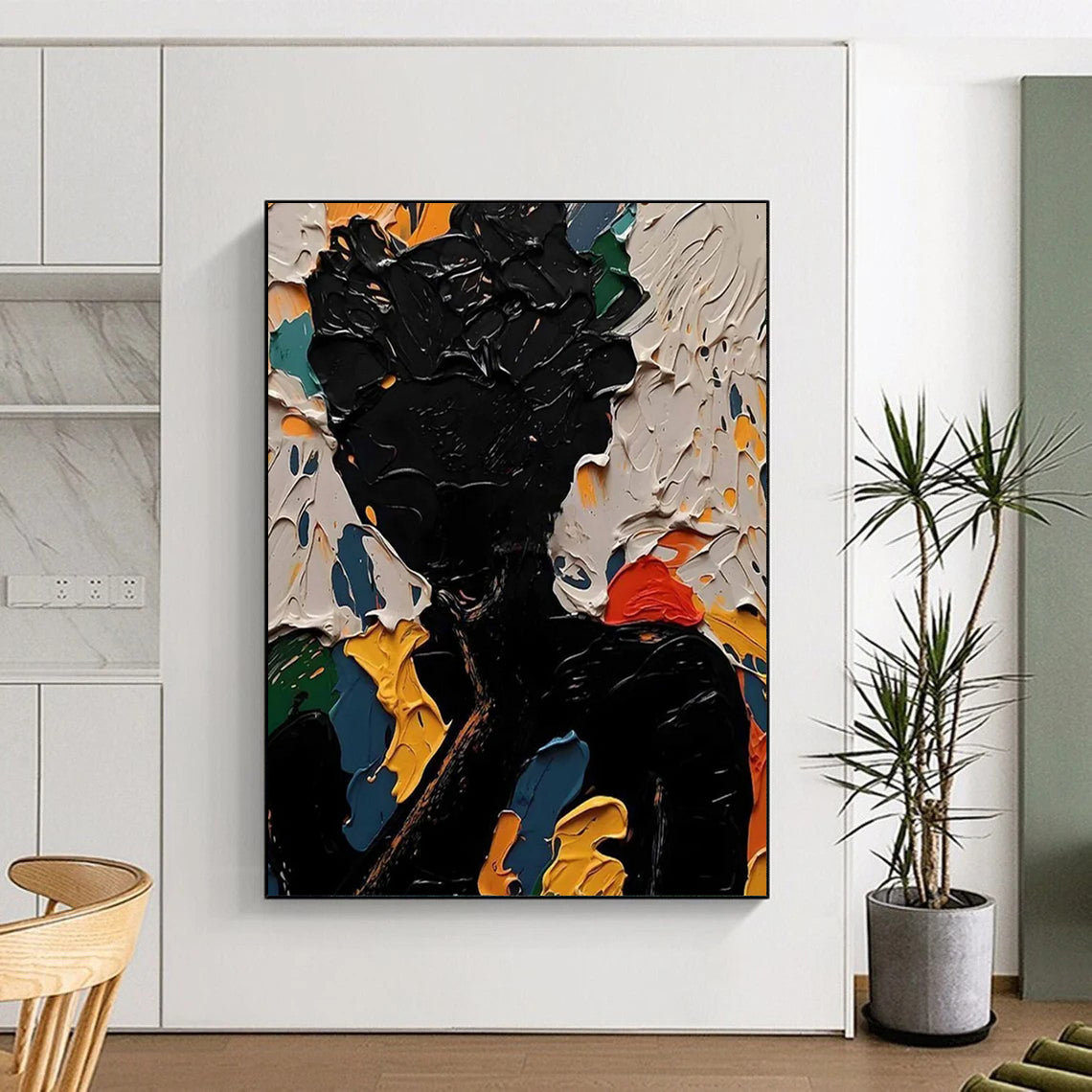Big-Size Handmade Abstract Art: Textured Details for Dining Room & Hotel DTP308