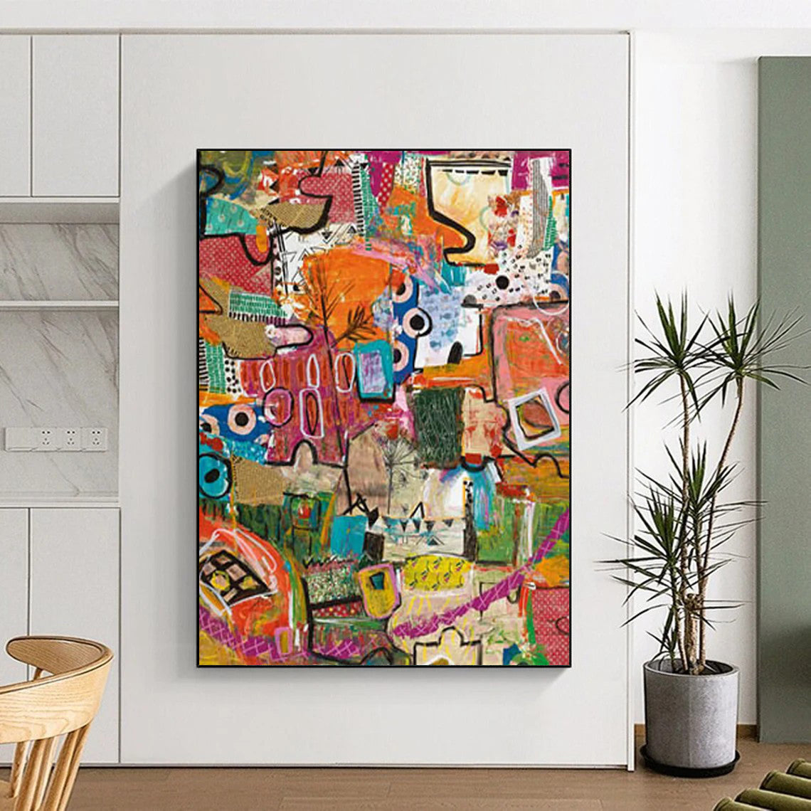 Custom Hand-Painted Abstract Artworks: Textured Wonders for Dining Room & Living Room DTP293