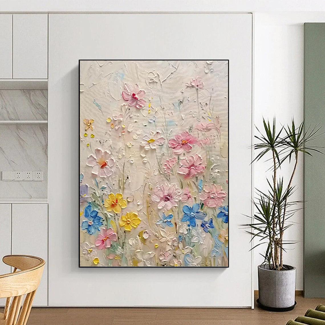 Custom - Made Hand - Painted Textured Abstract Canvas for Bedroom & Office DKH1000