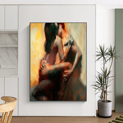 Custom Vertical Hand - Painted Textured Abstract Work for Bedroom and Entryway DKH1633