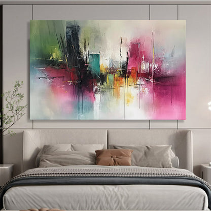 “Colorful Cityscape Abstract” - Vibrant Colors, City Forms - Painting On Canvas HB1410