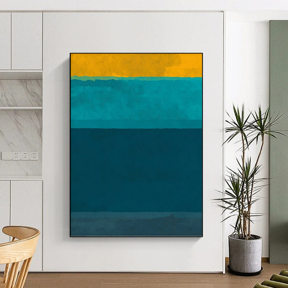 Tall - Standing Vertical Hand - Painted Custom Abstract Gem (with Braided - Rope Textures) for Living Room and Hotel DKH1623