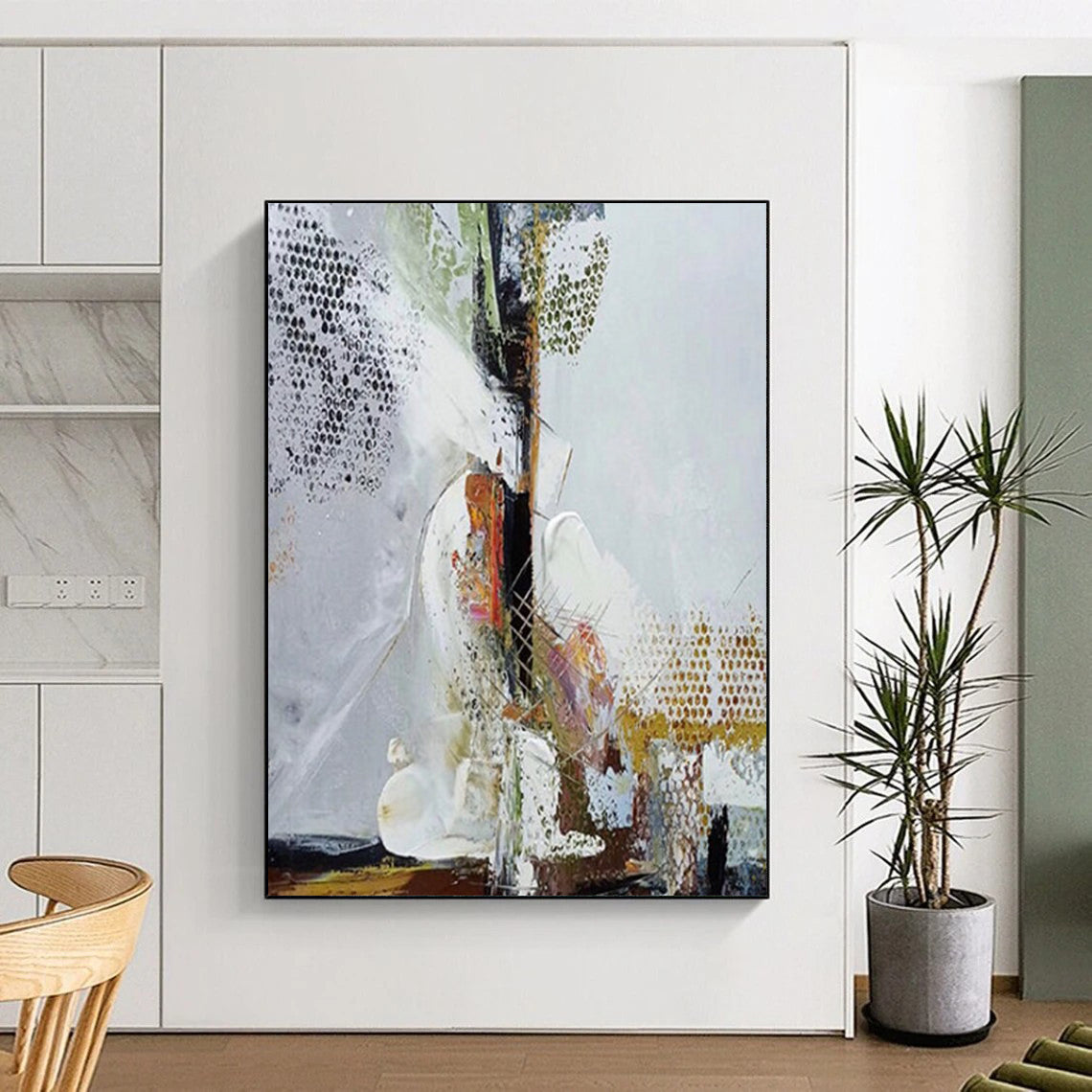 Jumbo Hand - Painted Textured Custom Abstract Canvas for Dining Room and Office DTP043