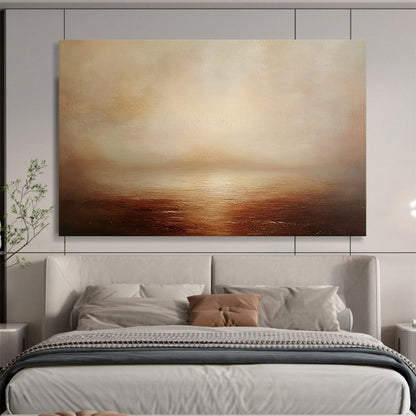 “Misty Sea at Dusk” - Browns, Beiges, Whites, Foggy Ocean - Atmospheric Oil Painting HB1593