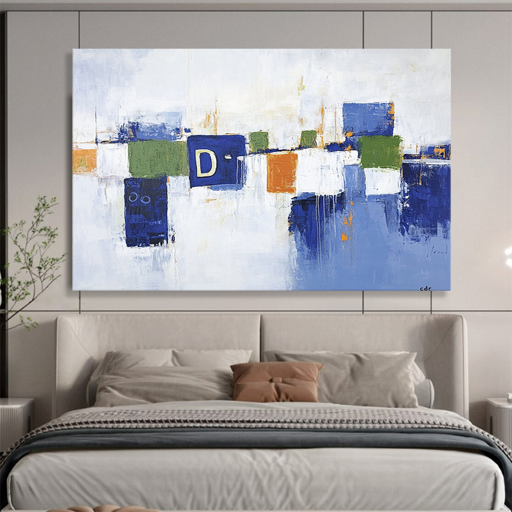 “Colorful Geometric Blocks” - Blue, Green, Orange, Abstract Geometric Blocks HB1130