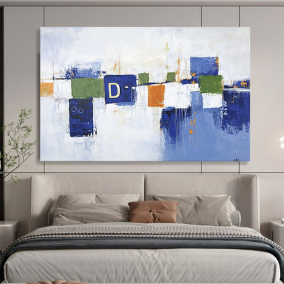 “Colorful Geometric Blocks” - Blue, Green, Orange, Abstract Geometric Blocks HB1130
