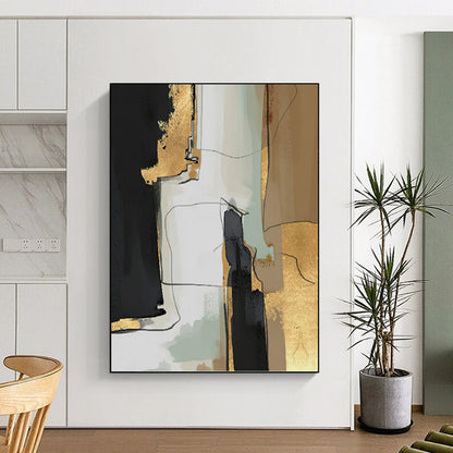 Oversized - Format Vertical Hand - Painted Textured Custom Abstract Gemstone, for Hotels and Entryway DKH1524