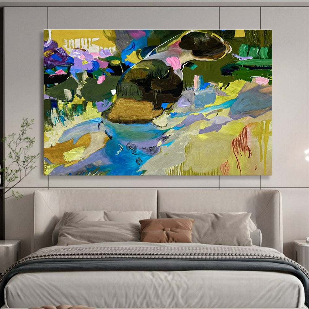 Serene Large Abstract Mural with Soothing Textured Gradients for Bedroom & Hallway DKH923