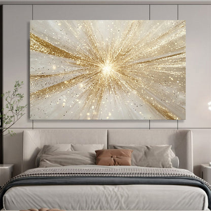 “Glistening Gold Starburst” - Gold, Sparkling, Starburst Pattern Painting On Canvas HB0770