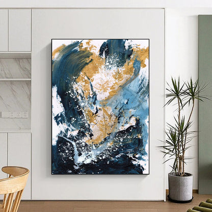 Custom Hand-Painted Abstract Paintings: Big Sizes & Textured Details for Living Room & Hallway DTP234