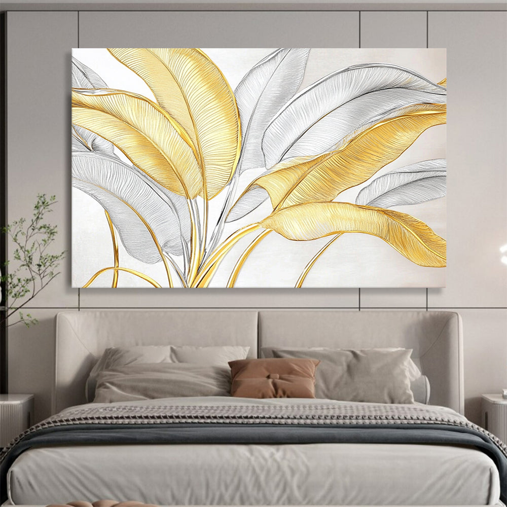 “Gold - Silver Leaf Patterns” - Metallic Botanical Painting HB0530