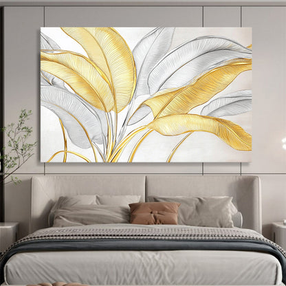 “Gold - Silver Leaf Patterns” - Metallic Botanical Painting HB0530