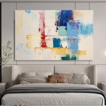 “Colorful Geometric Abstract” - Colorful Palette, Geometric Abstraction Painting On Canvas HB0874