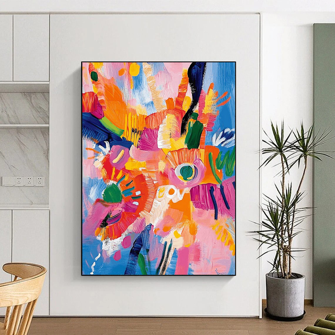 Custom Hand-Painted Abstract Art: Textured Styles for Bar & Hotel DTP287