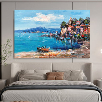 Coastal Village & Sea - Vibrant Living Room or Office Art DLZ230