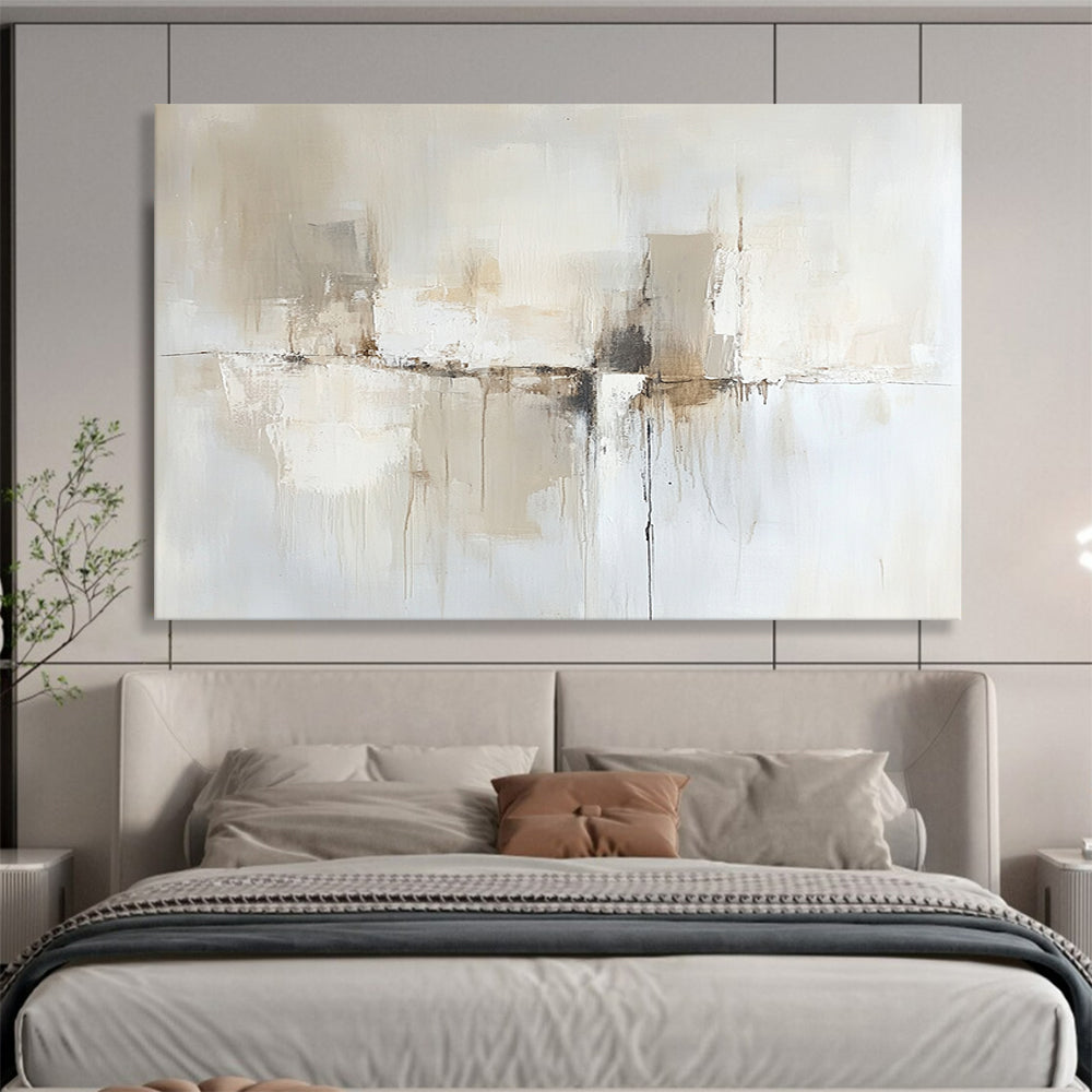 “Neutral Flow” - Beige, White, Gray with Flowing Shapes - Abstract Acrylic Painting HB1336