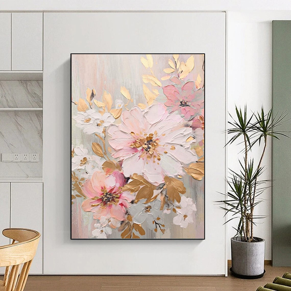 Peaceful Hand - Painted Textured Abstract on Canvas for Bedroom & Living Room DKH1390