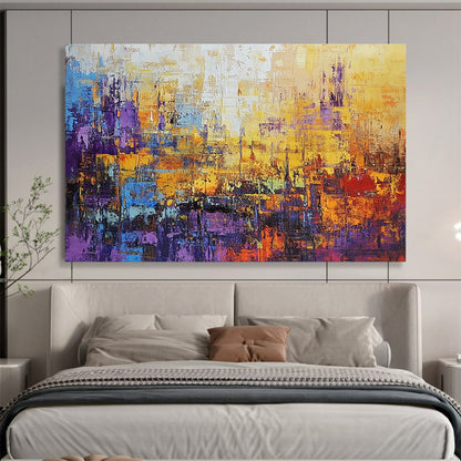 “Colorful Abstract City” - Purple, Orange, Blue, Abstract Cityscape HB1131