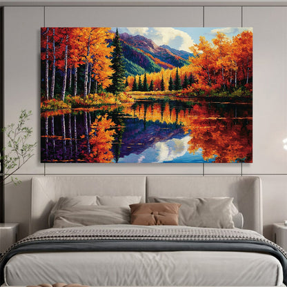 Autumn Forest Reflection - Realistic Landscape Painting On Canvas HB0434