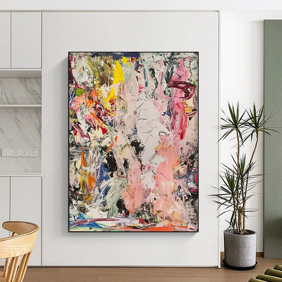 Silken Tapestry: Mega - Sized Hand - Painted Textured Custom Abstract Gem for Dining Room and Hallway DTP097