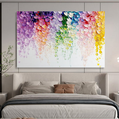“Rainbow - Colored Textured Crescents” - Rainbow hues; Textured crescent shapes in a rainbow of colors; Impasto Acrylic Painting On Canvas HB1202