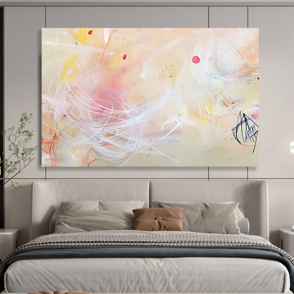 “Pastel Whimsy” - Pink, Yellow, White, Delicate Strokes - Abstract Watercolor - Inspired Acrylic Painting HB1547