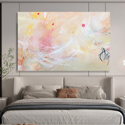 “Pastel Whimsy” - Pink, Yellow, White, Delicate Strokes - Abstract Watercolor - Inspired Acrylic Painting HB1547