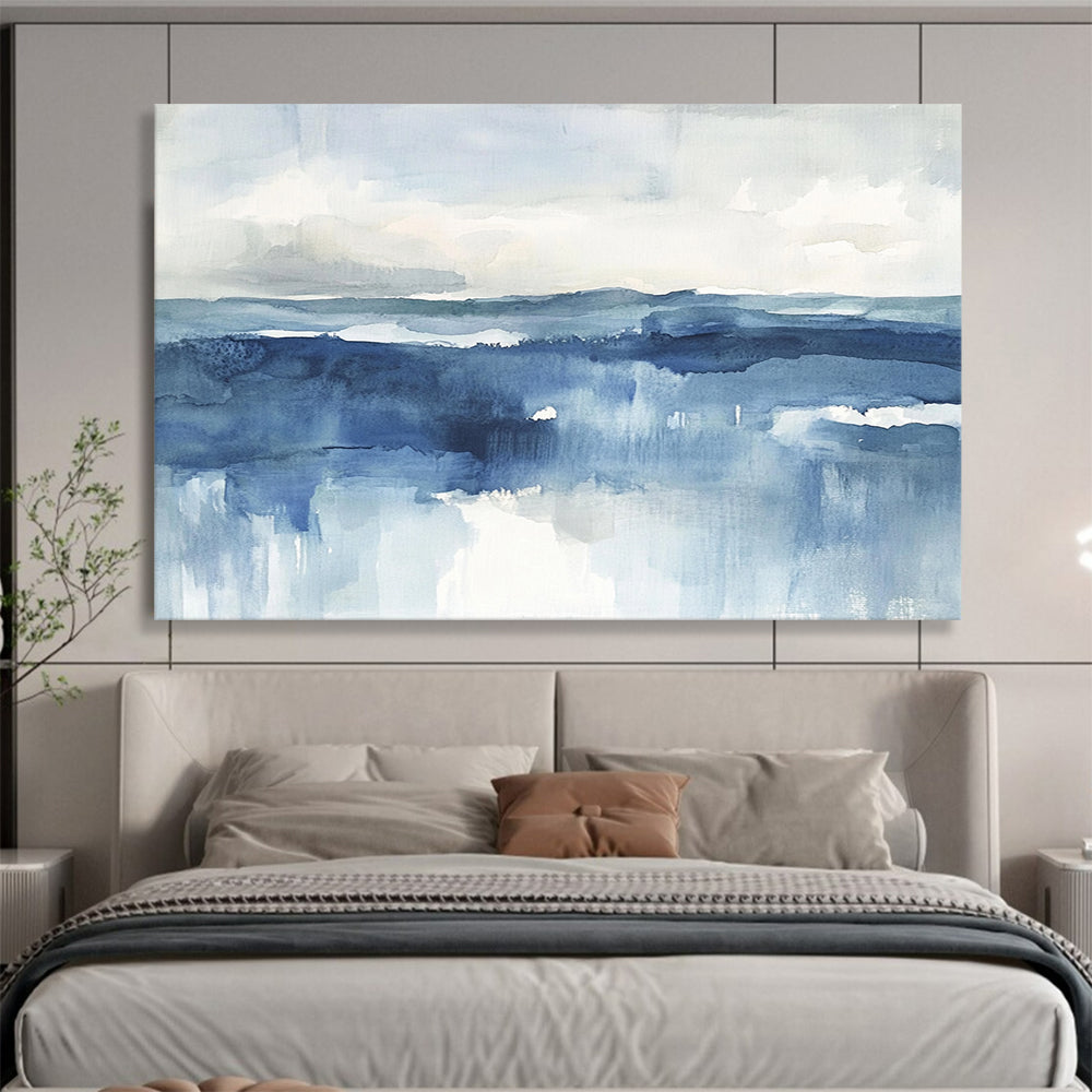 “Abstract Sea Watercolor” - Blue, White, Gray - Abstract Coastal Watercolor - Watercolor Painting HB1334