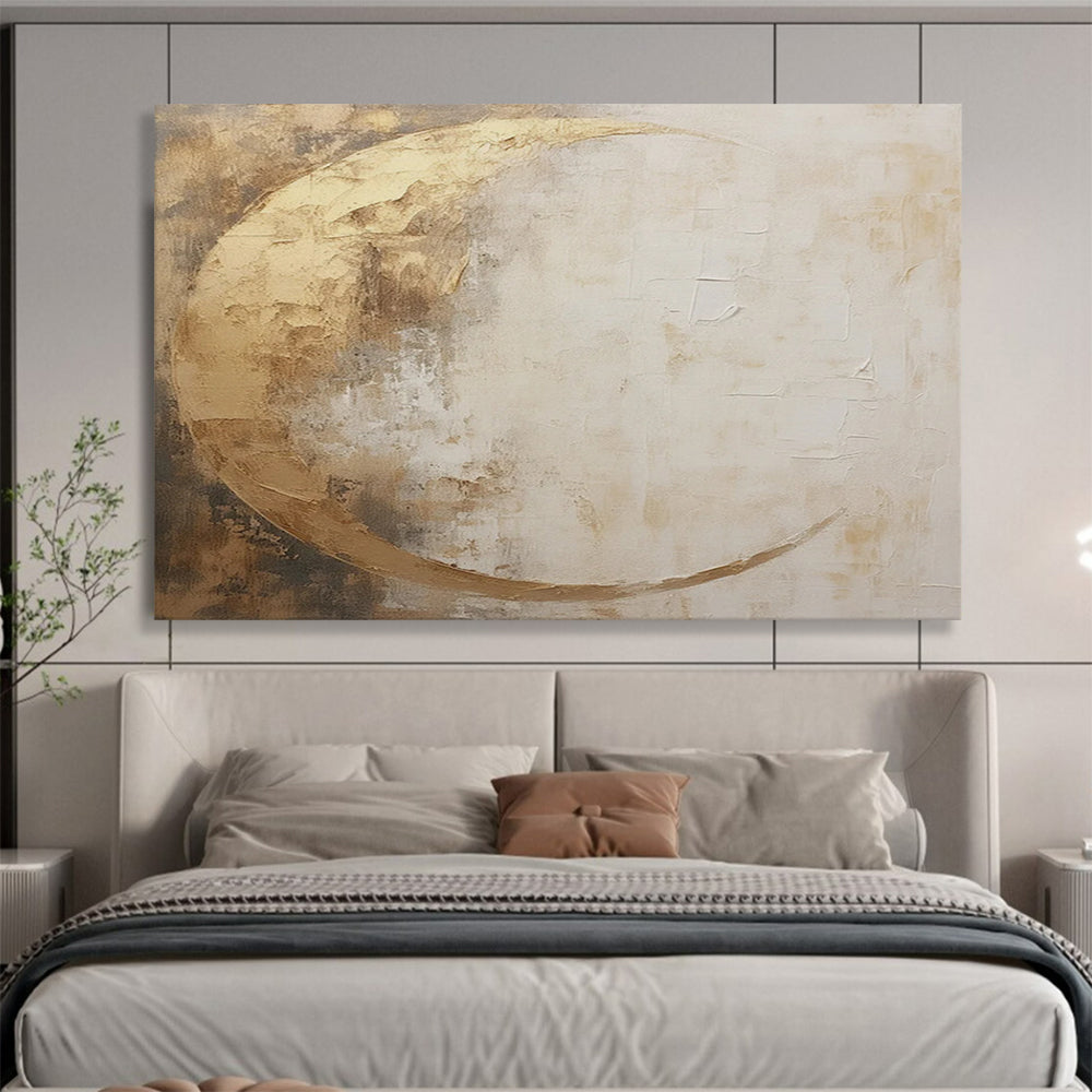 Gold & Beige Moon Abstract - Serene Bedroom Accent DLZ081