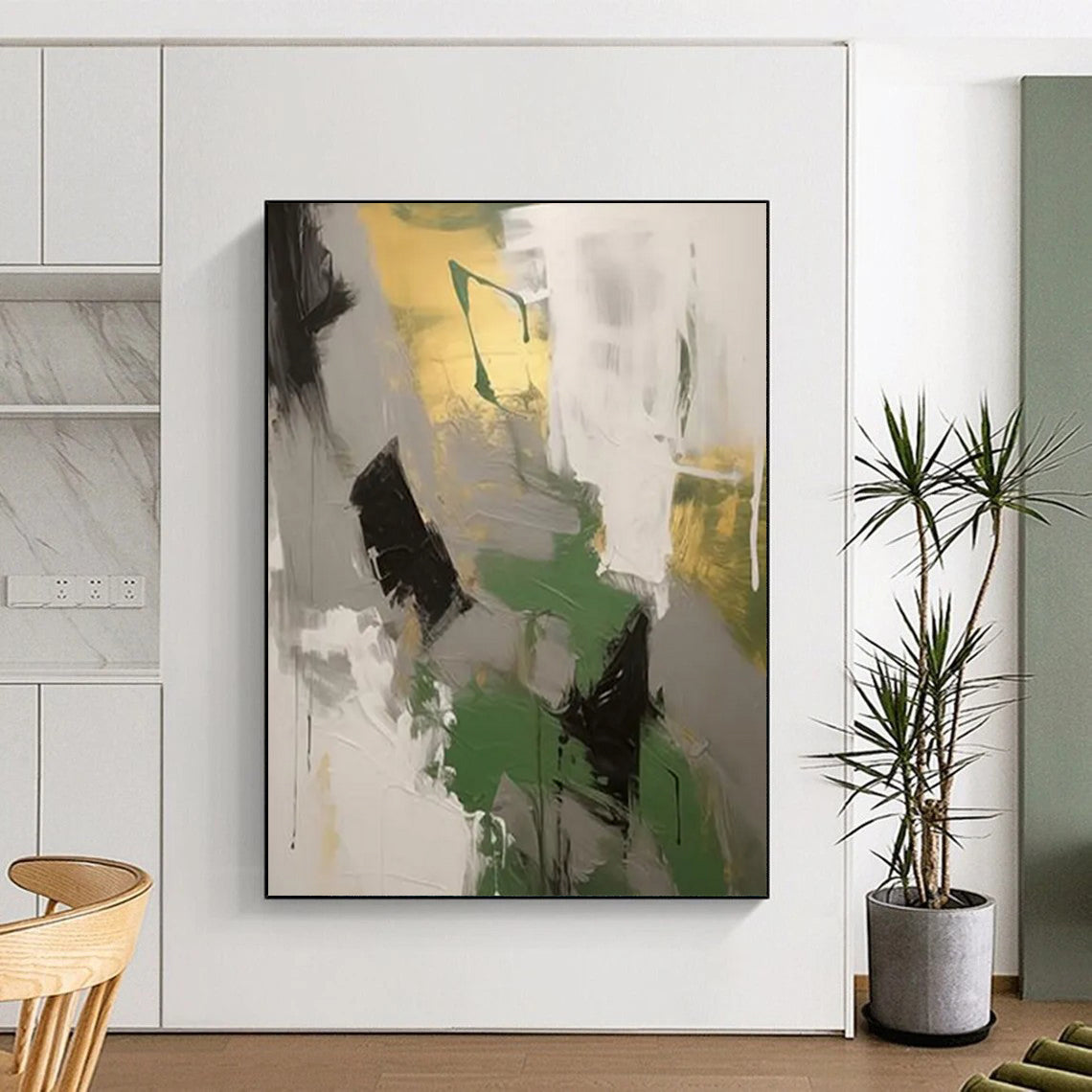 Frosted Ferns: Colossal Textured Custom Abstract Painting for Bedroom and Office DTP115