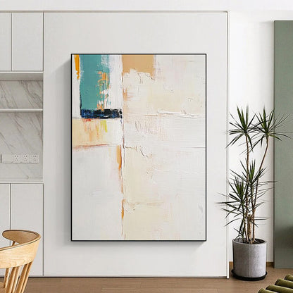 Large contemporary hand-painted abstract art featuring vibrant colors and bold shapes, perfect for adding a modern touch to any space. DLZ1770