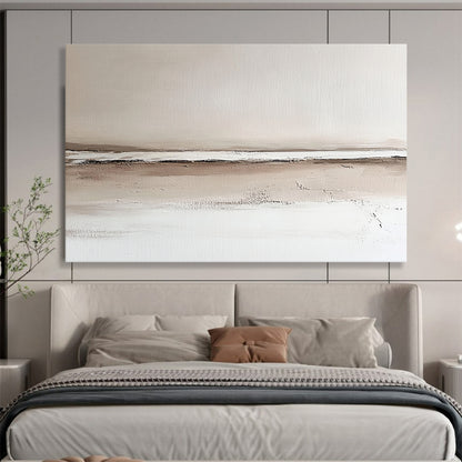 “Neutral Toned Landscape” - Beige, Brown, White, Subtle Horizon Landscape Painting On Canvas HB0957