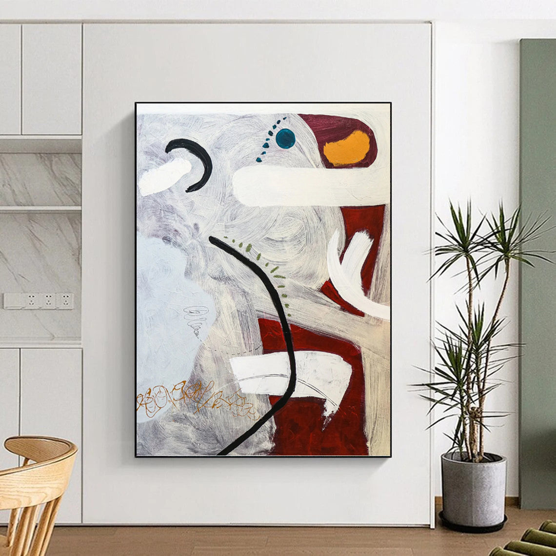 Artistic Hand - Crafted Textured Canvas Abstract for Bedroom & Dining Room DKH1108