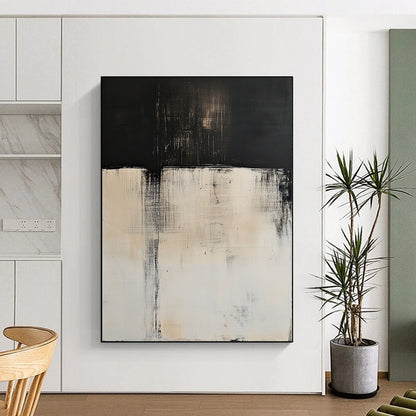Contemporary abstract art features large white and black color blocks with blurred edges and delicate textures in high definition minimalist style. DLZ0712