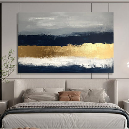 “Gray - Gold Abstract Layers” - Gray, Gold, Abstract Layers Painting On Canvas HB0783
