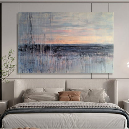 “Muted Sunset Landscape” - Gray, Pink, Orange, Abstract Dusk - Expressive Acrylic Painting HB1500