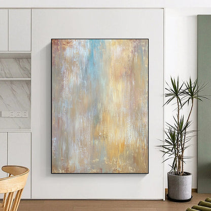 Contemporary abstract artwork features muted earth tones with soft textures and large brush strokes on wood for a stunning visual impact. DLZ0900