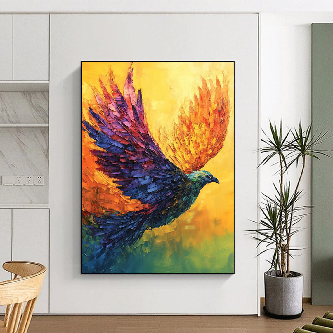 Large Vertical Custom Abstract Hand - Painted Work for Bedroom and Office DKH1656