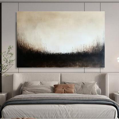 “Monochrome Textured Abstract” - Beige, Black, Subtle Textures, Minimalist Painting On Canvas HB0902