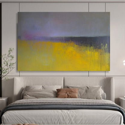 “Yellow - Purple Abstract Fields” - Yellow, Purple, Abstract Landscape Painting On Canvas HB1113