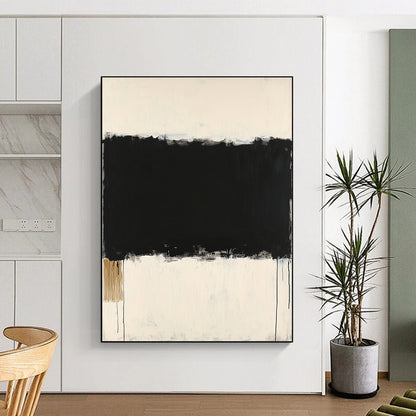 Black & White Minimalist Drip - “Abyss Horizon” Painting On Canvas HB200