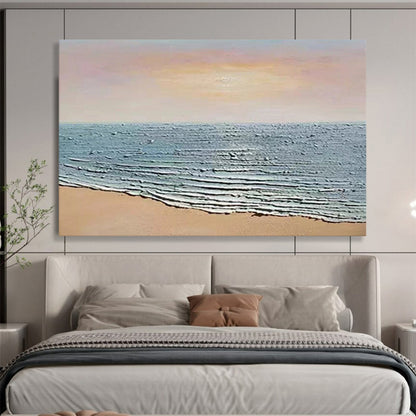 Textured Beach Wave Art - Serene Coastal Living Room or Bathroom Decor DLZ184