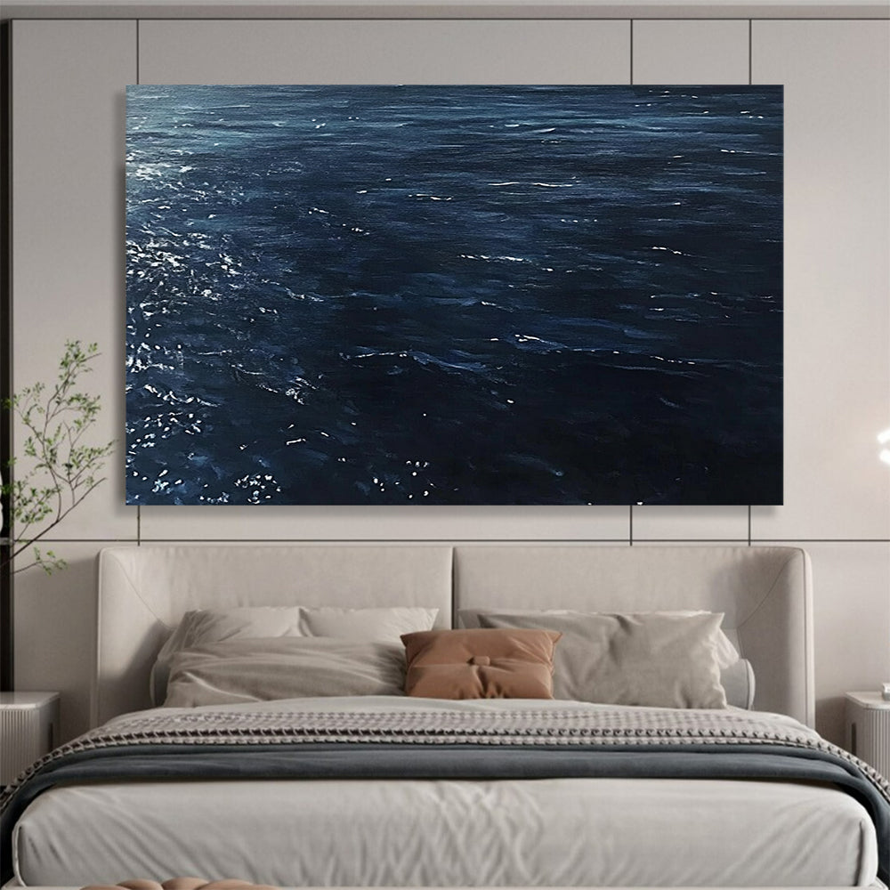 “Dark Blue Sea with Sparkles” - Realistic Oil Painting HB0526