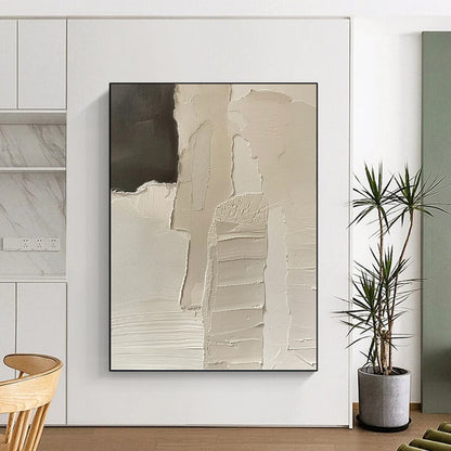 Designer - Inspired Elegance: Hand - Painted Textured Canvas Mural for Living Room & Hotel Lobby DKH1162