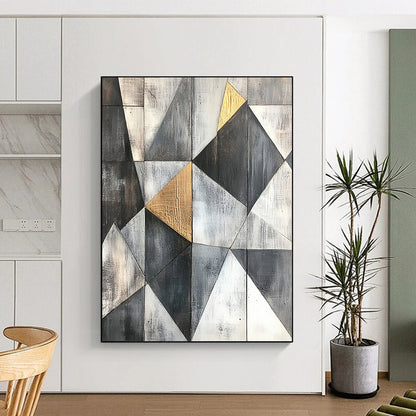 Black, White, Gold, Dynamic Cross "Gilded Crossroads" Abstract Expressionist Painting On Canvas HB119