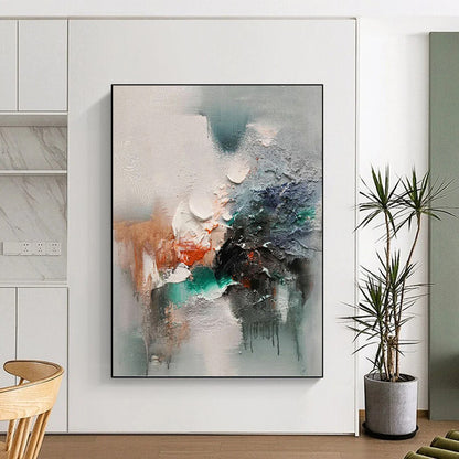 Extended - Height Vertical Hand - Painted Textured Custom Abstract Elegy for Bedroom and Hotel DKH1572